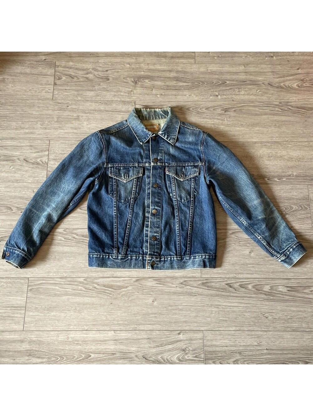 Vintage Levi’s Big E Type 3 Denim Jacket 70505 Size 40 Orange Stitch 60s